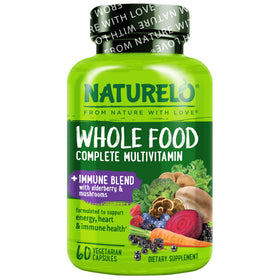 NATURELO Whole Food Multivitamin 60 Vegan Capsules front view