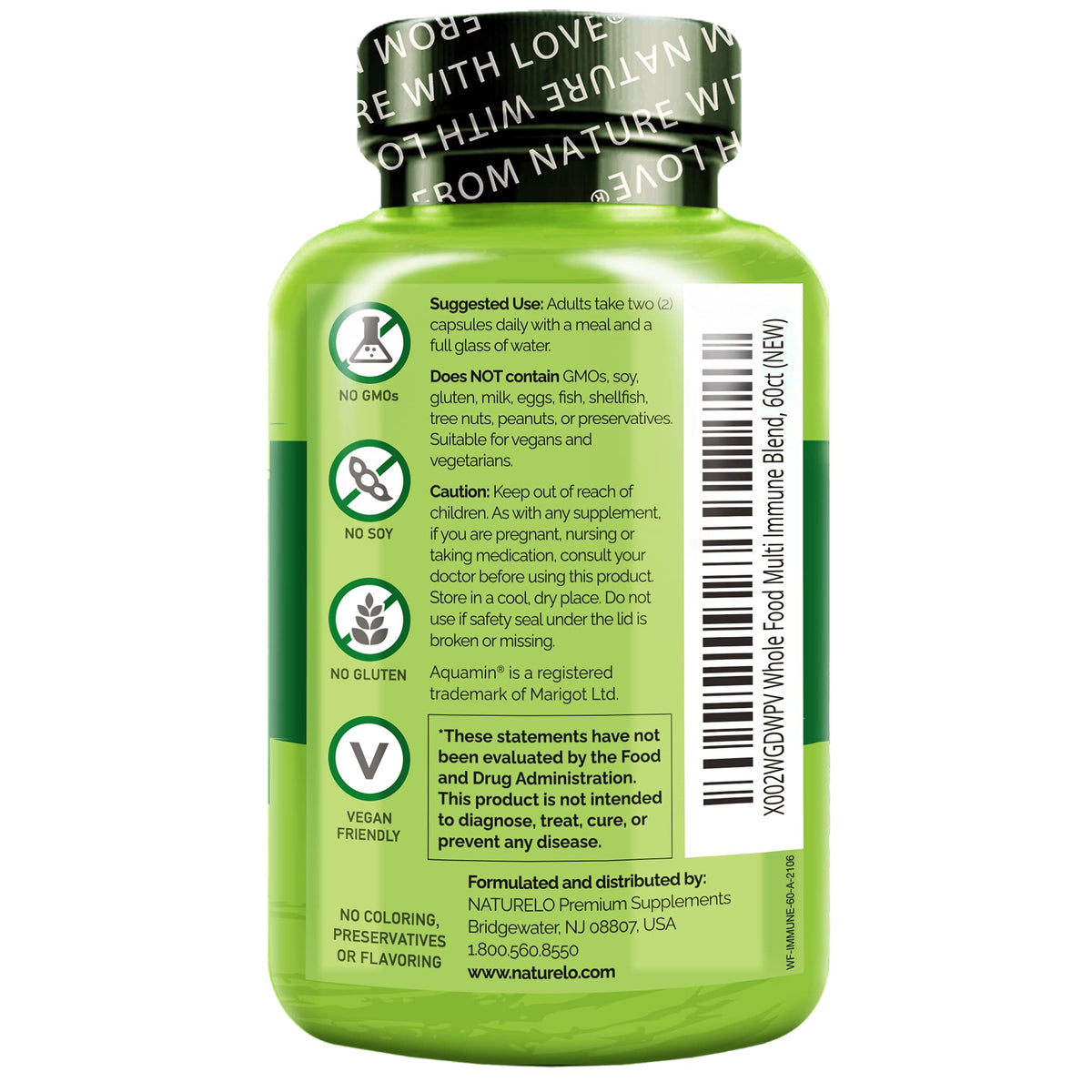 NATURELO Whole Food Multivitamin bottle with a measuring spoon