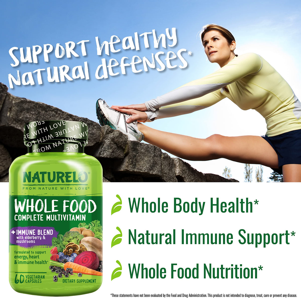 NATURELO Whole Food Multivitamin with organic fruits and vegetables