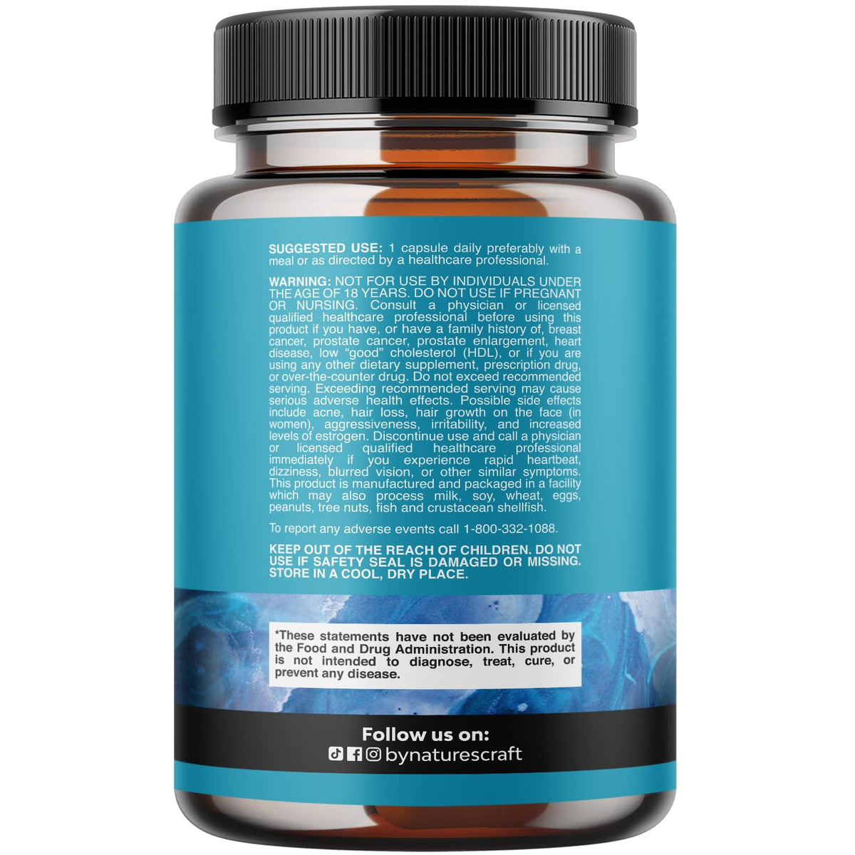 Natures Craft DHEA Supplement 50mg bottle with a glass of water