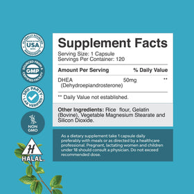 Natures Craft DHEA Supplement 50mg displayed with other supplements