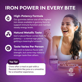 Natures Craft Extra Strength Iron Gummies packaging side view