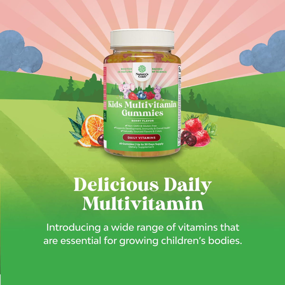 Natures Craft Kids Multivitamin Gummies bottle side view