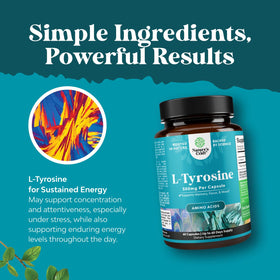 Natures Craft L-Tyrosine 500mg Capsules with measuring spoon