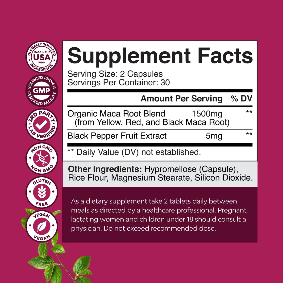 Natures Craft Maca Root Capsules for Women close-up of capsules