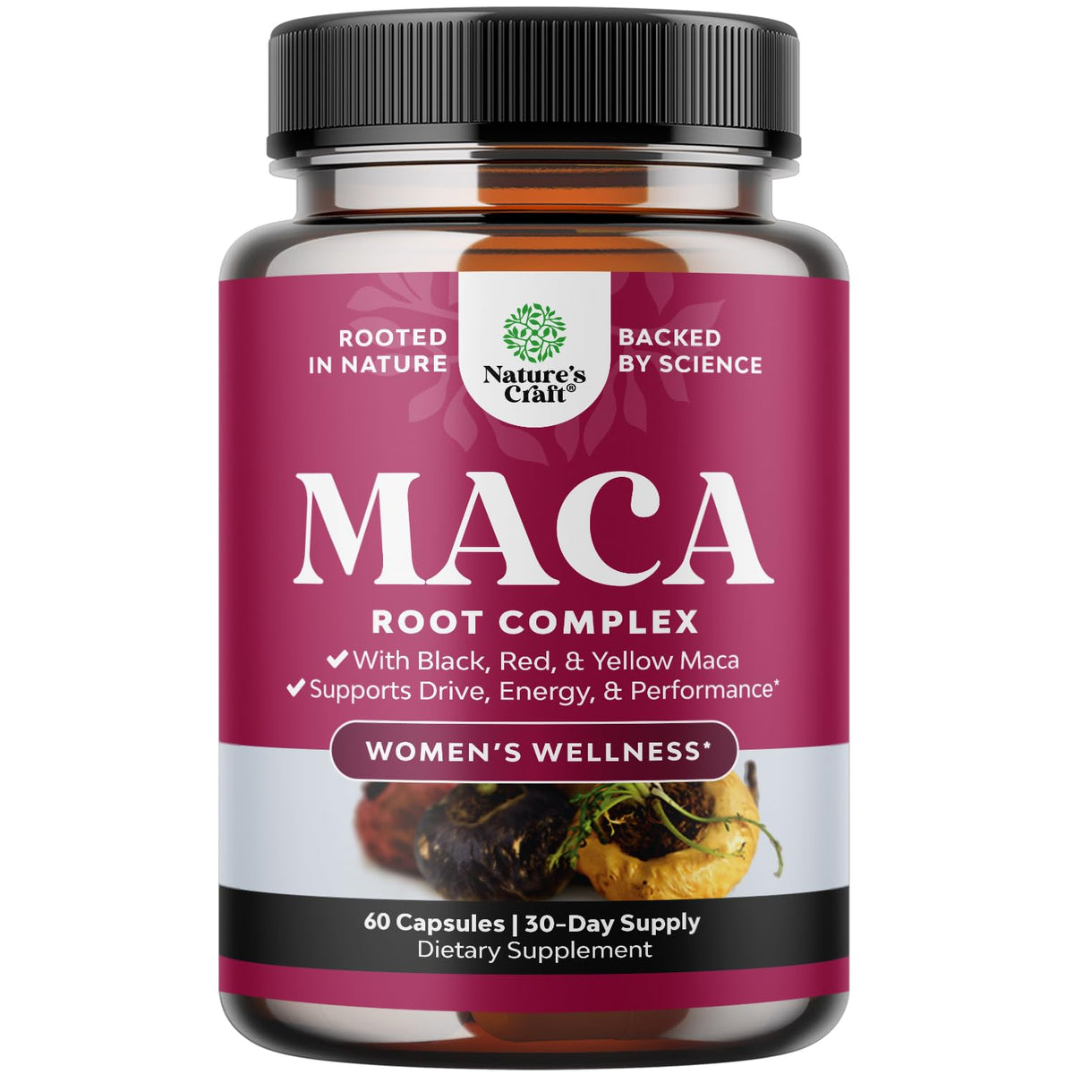Natures Craft Maca Root Capsules for Women front view
