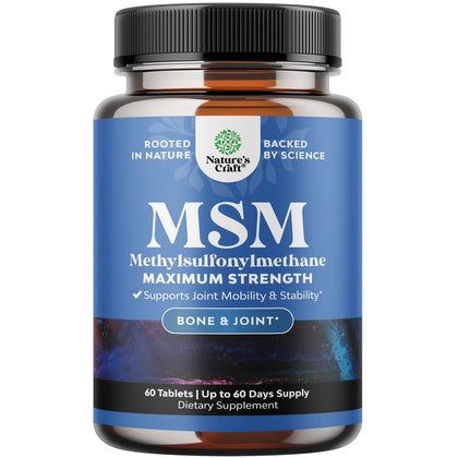 Natures Craft MSM Supplement Tablets front view with packaging