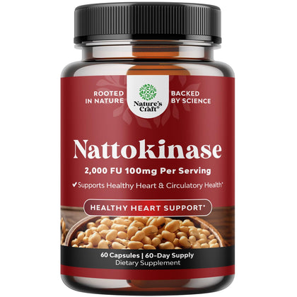 Natures Craft Nattokinase Supplement 2000 FU 60 capsules front view