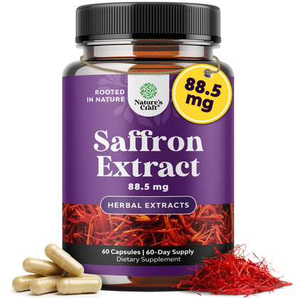 Natures Craft Saffron Extract Capsules 60 Count front view