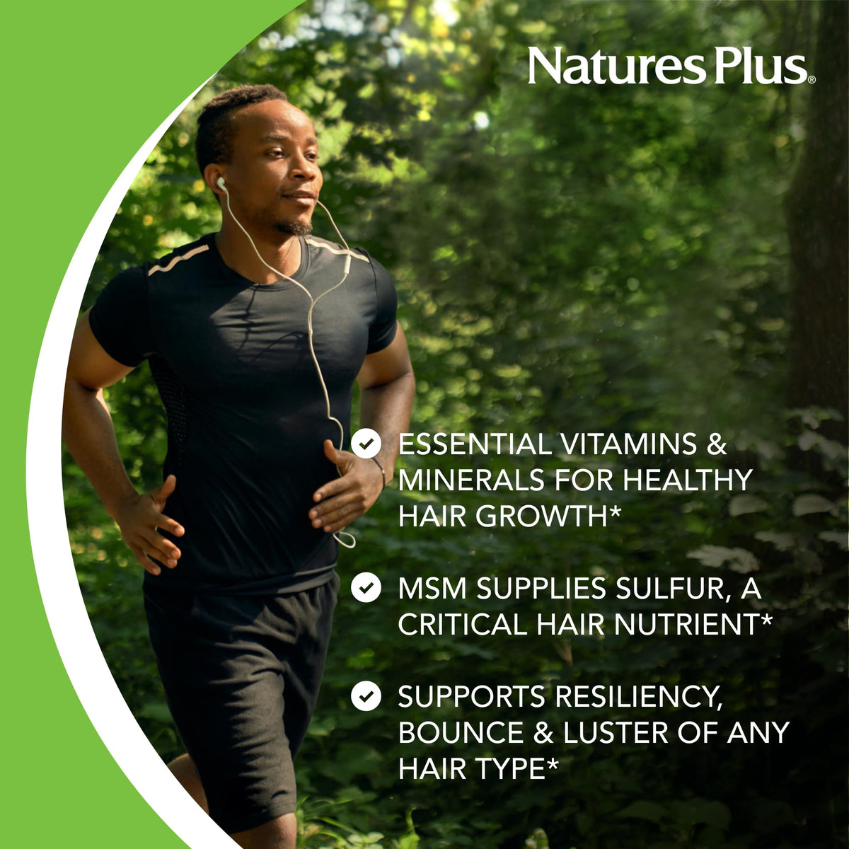 NaturesPlus Ultra Hair Plus tablets on a wooden surface