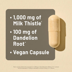 NatureWise Milk Thistle capsules open bottle with capsules visible