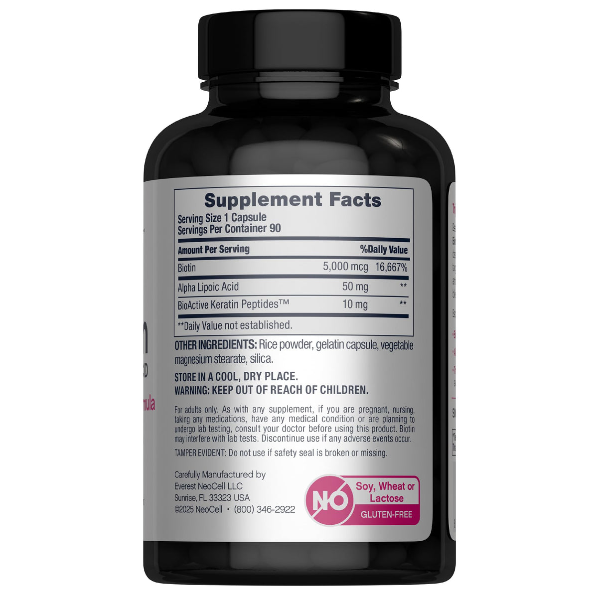 NeoCell Biotin Complex capsules in a bottle