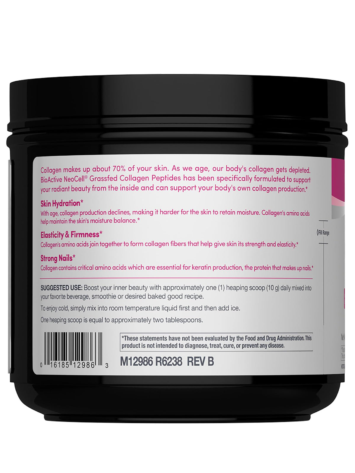 NeoCell Collagen Peptides Powder 14 oz side view