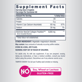 NeoCell Super Collagen Plus Vitamin C caplets with a measuring spoon