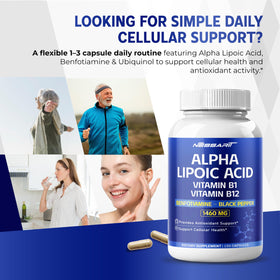 NESSARIT Alpha Lipoic Acid 1460 mg supplement capsules close-up