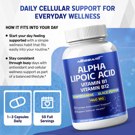 NESSARIT Alpha Lipoic Acid supplement bottle back view