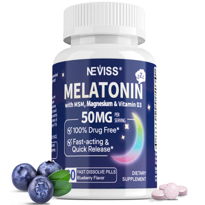 NEVISS Melatonin 50 mg fast dissolve tablets front view
