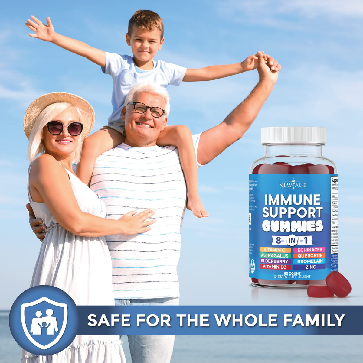 NEW AGE 8 in 1 daily wellness Support support Supplement gummies with fresh elderberries