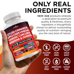 NEW AGE Ceylon Cinnamon Supplement on a wooden table