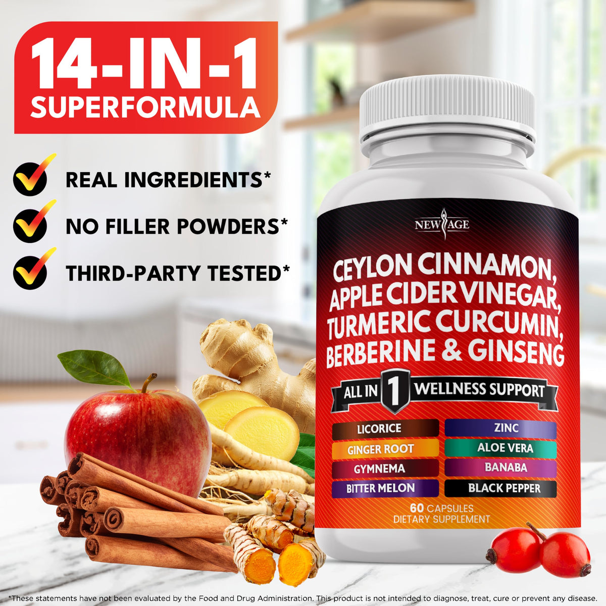 NEW AGE Ceylon Cinnamon Supplement packaging details