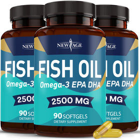 NEW AGE Omega 3 Fish Oil Supplement 270 Softgels front view