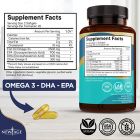 NEW AGE Omega 3 Fish Oil Supplement 3-pack packaging