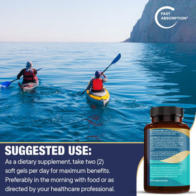 NEW AGE Omega 3 Fish Oil Supplement on a wooden table