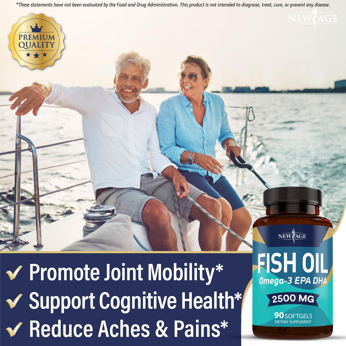 NEW AGE Omega 3 Fish Oil Supplement softgel close-up