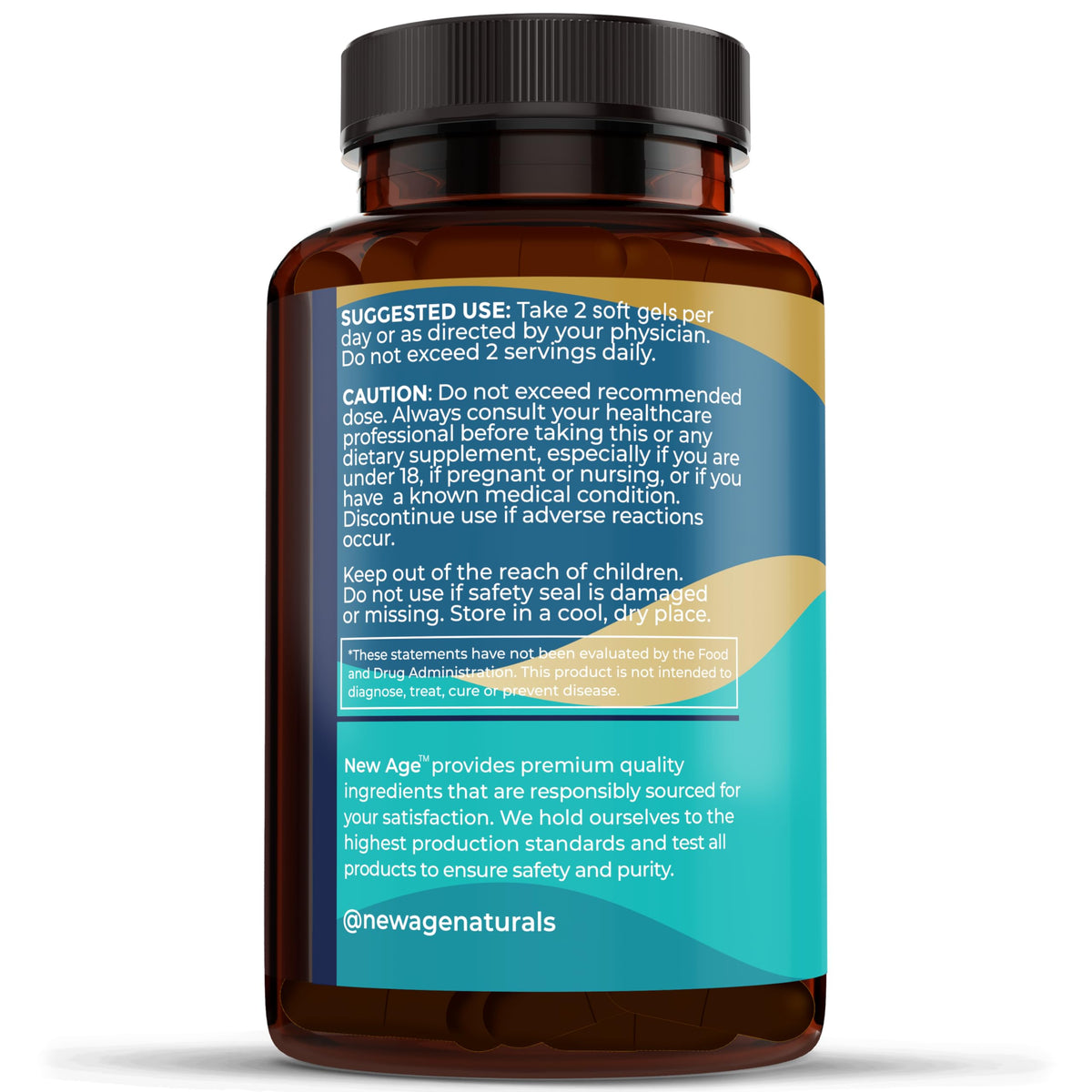 NEW AGE Omega 3 Fish Oil Supplement with a measuring spoon