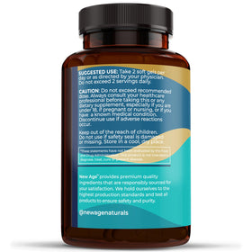 NEW AGE Omega 3 Fish Oil Supplement with a measuring spoon