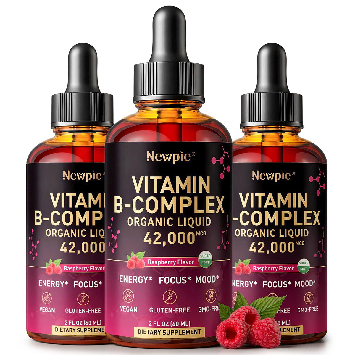 Newpie Vitamin B Complex Liquid Drops 3-Pack front view