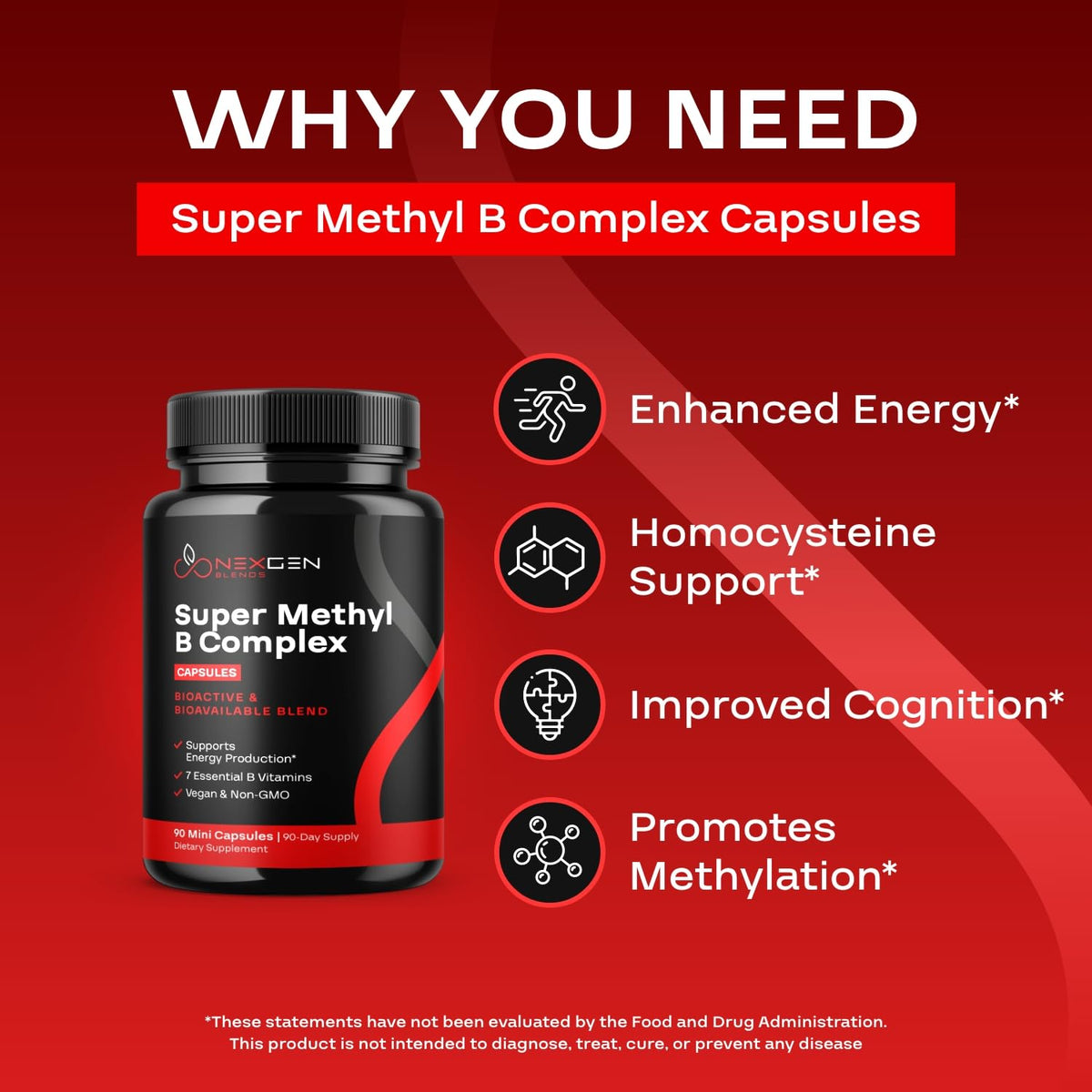 NEXGEN BLENDS Methylated B Complex 90 Caps bottle with label