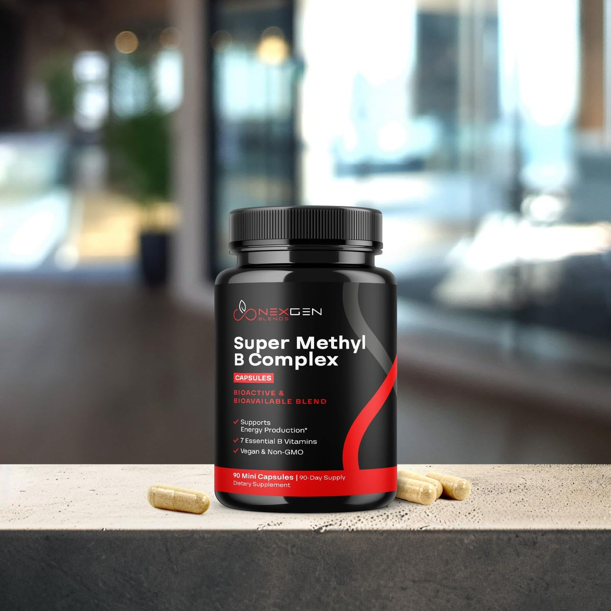 NEXGEN BLENDS Methylated B Complex 90 Caps capsules close-up