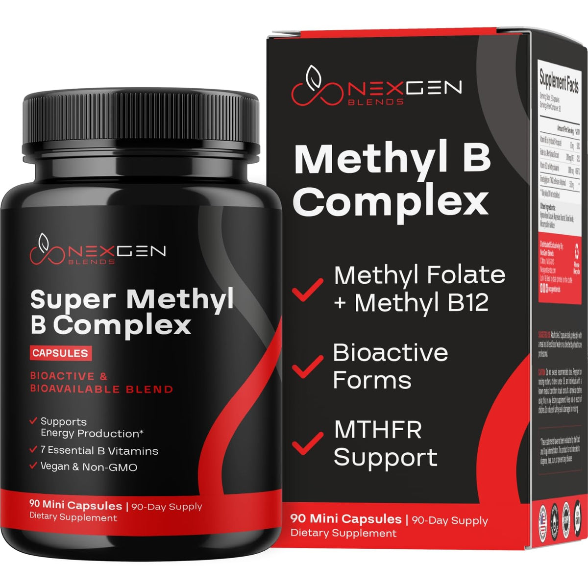 NEXGEN BLENDS Methylated B Complex 90 Caps front view