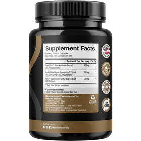 NEXGEN BLENDS Organic Mushroom Coffee Capsules side view showing capsule details