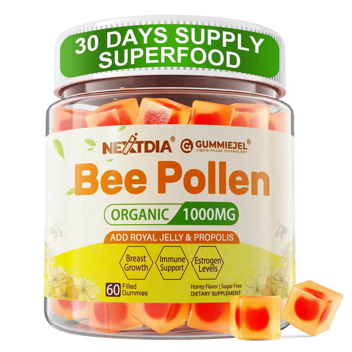 Nextdia Bee Pollen Organic 1000mg gummies front view