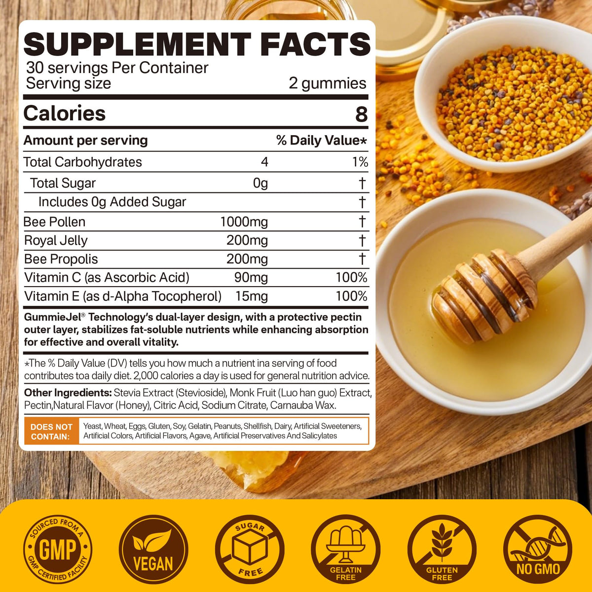 Nextdia Bee Pollen Organic 1000mg gummies packaging