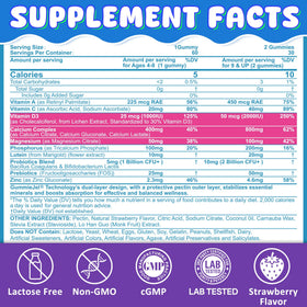 Nextdia Kids Calcium Gummies 3-in-1 back view with nutritional information
