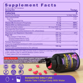 Nextdia Saffron Magnesium Glycinate Omega-3 supplement bottle side view