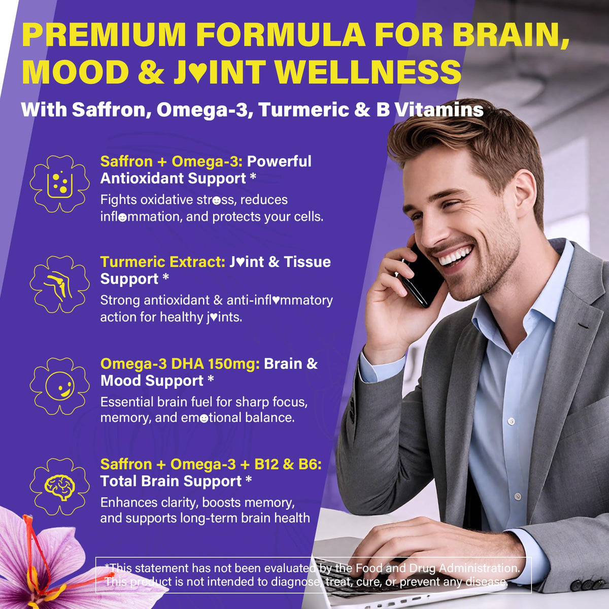 Nextdia Saffron Magnesium Glycinate Omega-3 supplement bottle with softgels