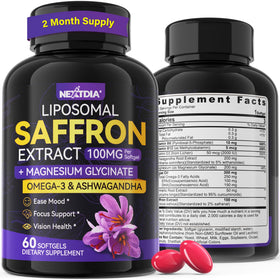 Nextdia Saffron Magnesium Glycinate Omega-3 supplement softgel front view