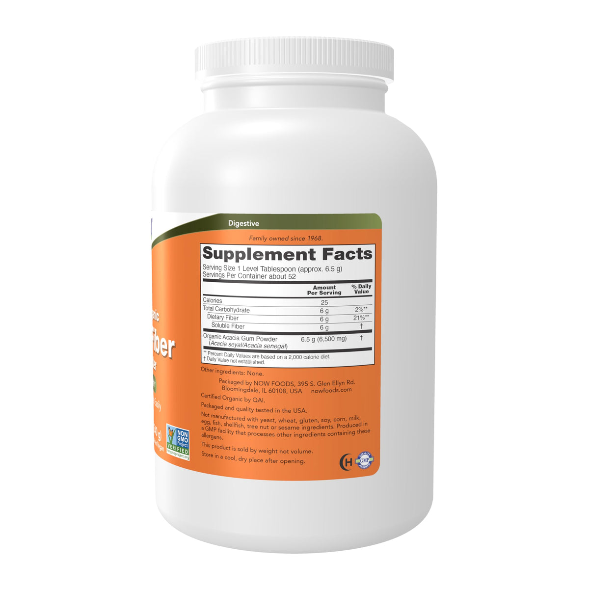 NOW Foods Acacia Pure Powder packaging side view