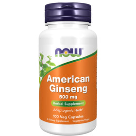 NOW Foods American Ginseng 100 Capsules front view