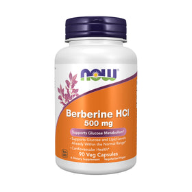 NOW Foods Berberine HCL 500 mg 90 Veg Capsules front view