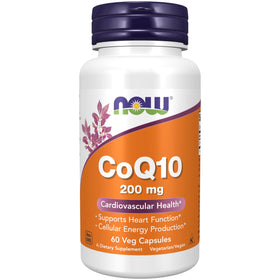 NOW Foods CoQ10 200mg 60 VegiCaps front view
