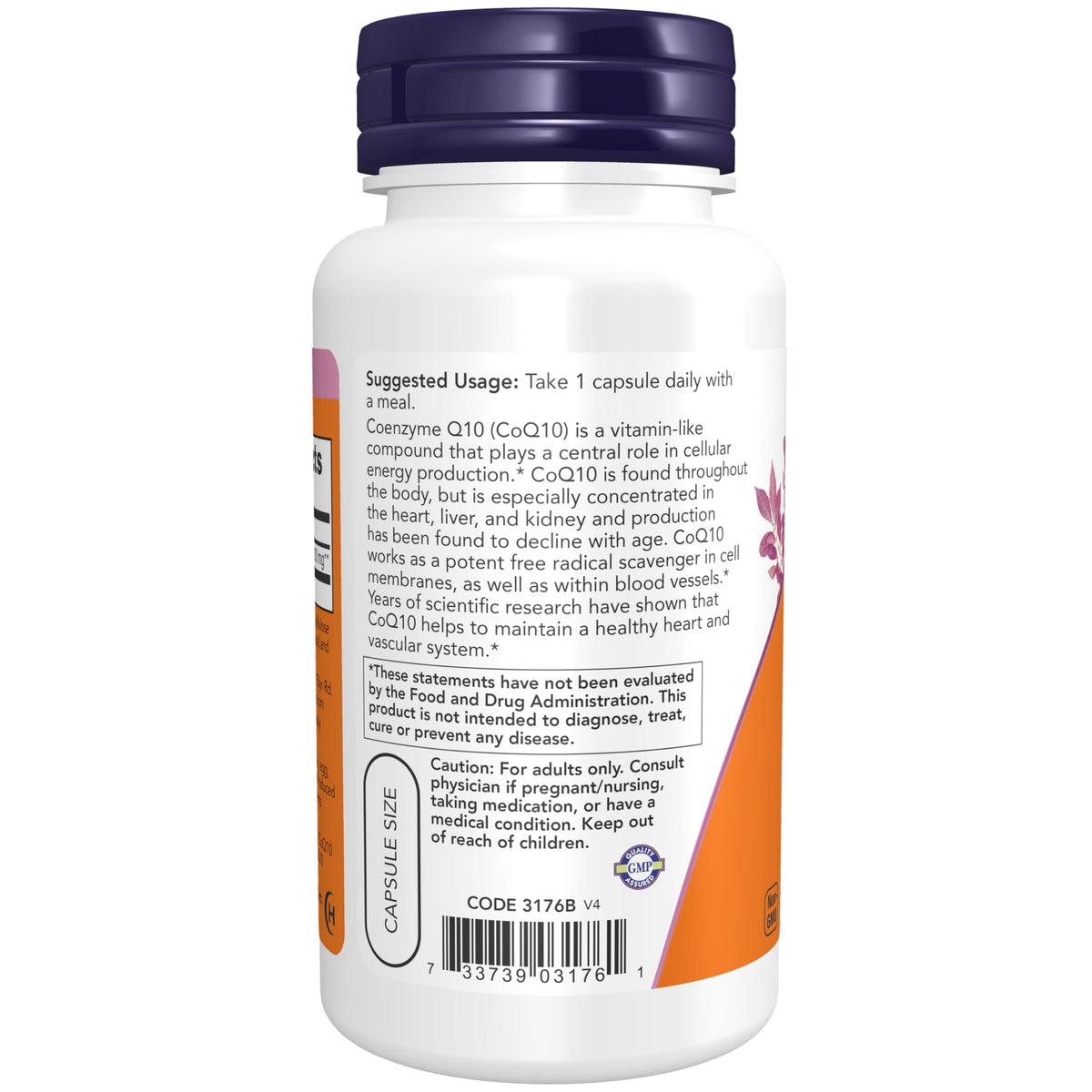 NOW Foods CoQ10 200mg 60 VegiCaps packaging and label