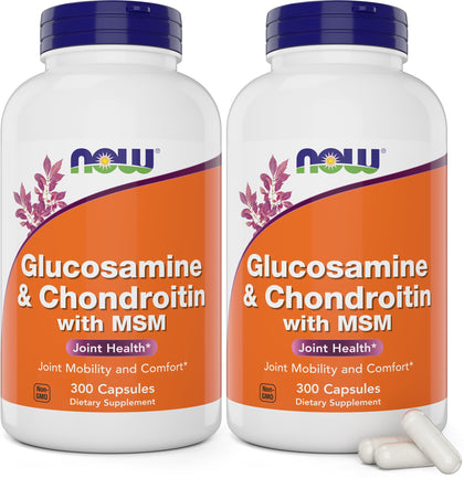 NOW Foods Glucosamine & Chondroitin with MSM 300 Capsules front view