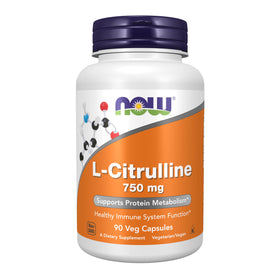 NOW Foods L-Citrulline 750 mg vegan capsules front view