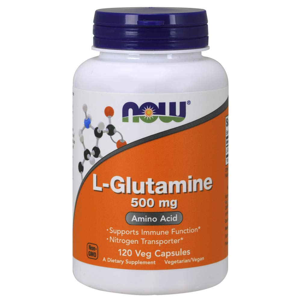 NOW Foods L-Glutamine 500mg 120 capsules front view