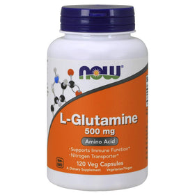 NOW Foods L-Glutamine 500mg 120 capsules front view